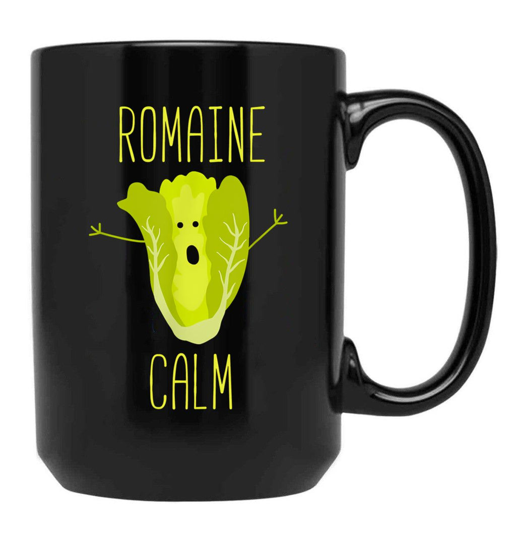 Funny Gardening Pun Romaine Black Coffee Mug, Gift Coffee Mug