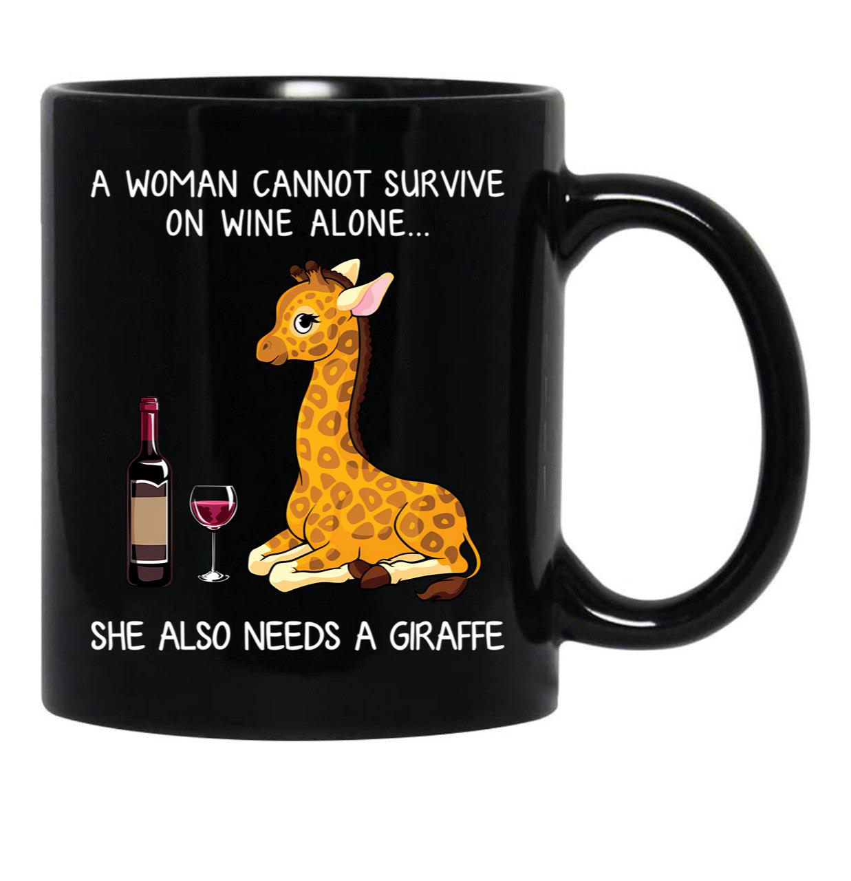 Funny Giraffe And Wine Black Coffee Mug, Gift Coffee Mug - Black