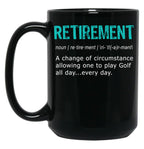 Funny Golf Retirement Definition For Retirement Gift Black Coffee Mug, Gift Coffee Mug