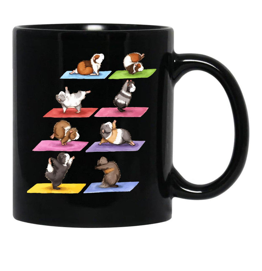 Funny Guinea Pig Yoga Position Workout Pet Animal Lover Black Coffee Mug, Gift Coffee Mug - Black