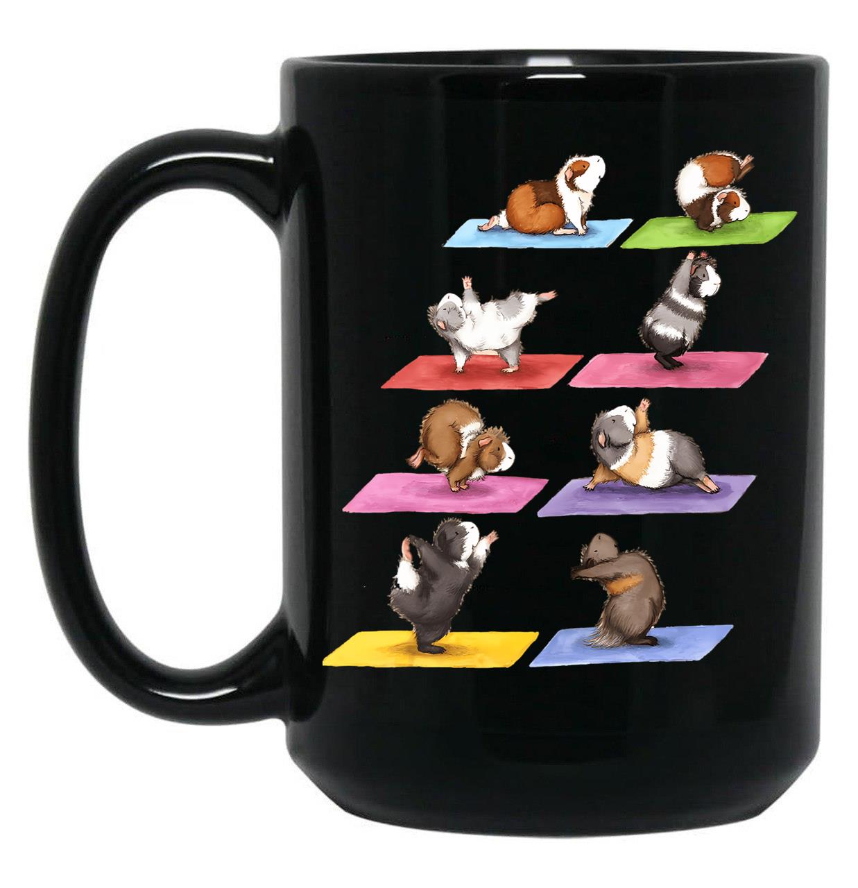 Funny Guinea Pig Yoga Position Workout Pet Animal Lover Black Coffee Mug, Gift Coffee Mug