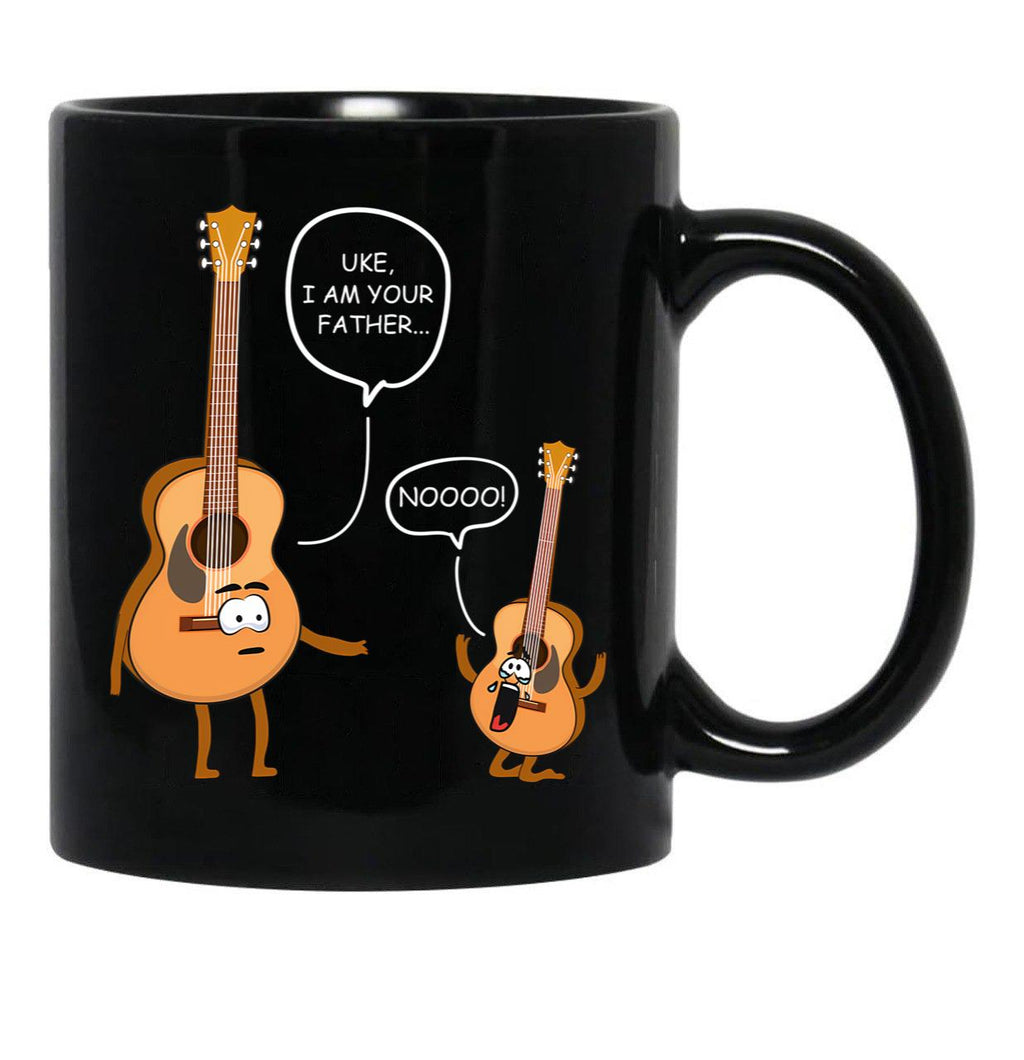 Funny Guitar Ukelele Uke I Am Your Father Black Coffee Mug, Gift Coffee Mug - Black
