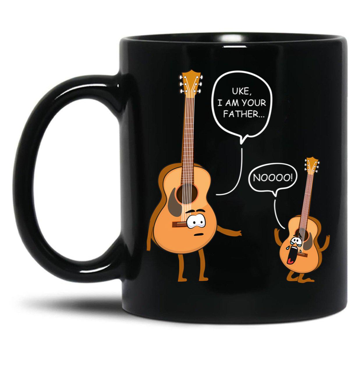 Funny Guitar Ukelele Uke I Am Your Father Black Coffee Mug, Gift Coffee Mug - Black