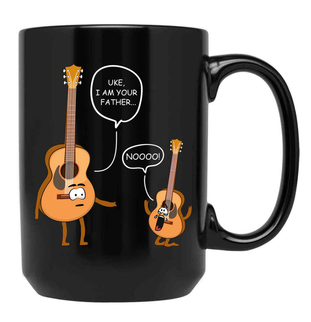 Funny Guitar Ukelele Uke I Am Your Father Black Coffee Mug, Gift Coffee Mug