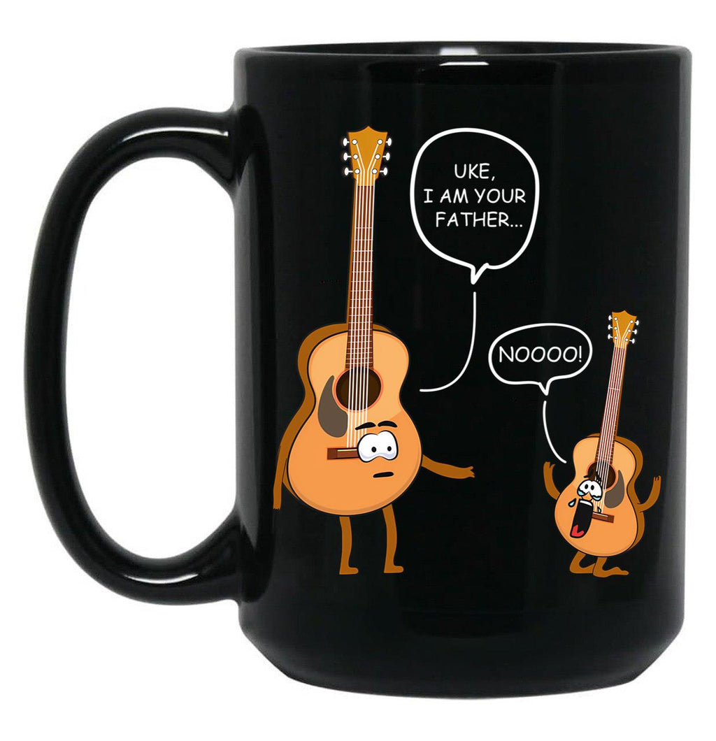 Funny Guitar Ukelele Uke I Am Your Father Black Coffee Mug, Gift Coffee Mug