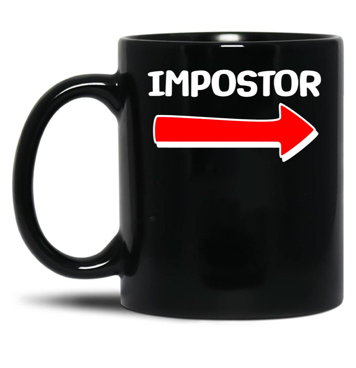 Funny Impostor Arrow -Among Us Black Coffee Mug, Gift Coffee Mug