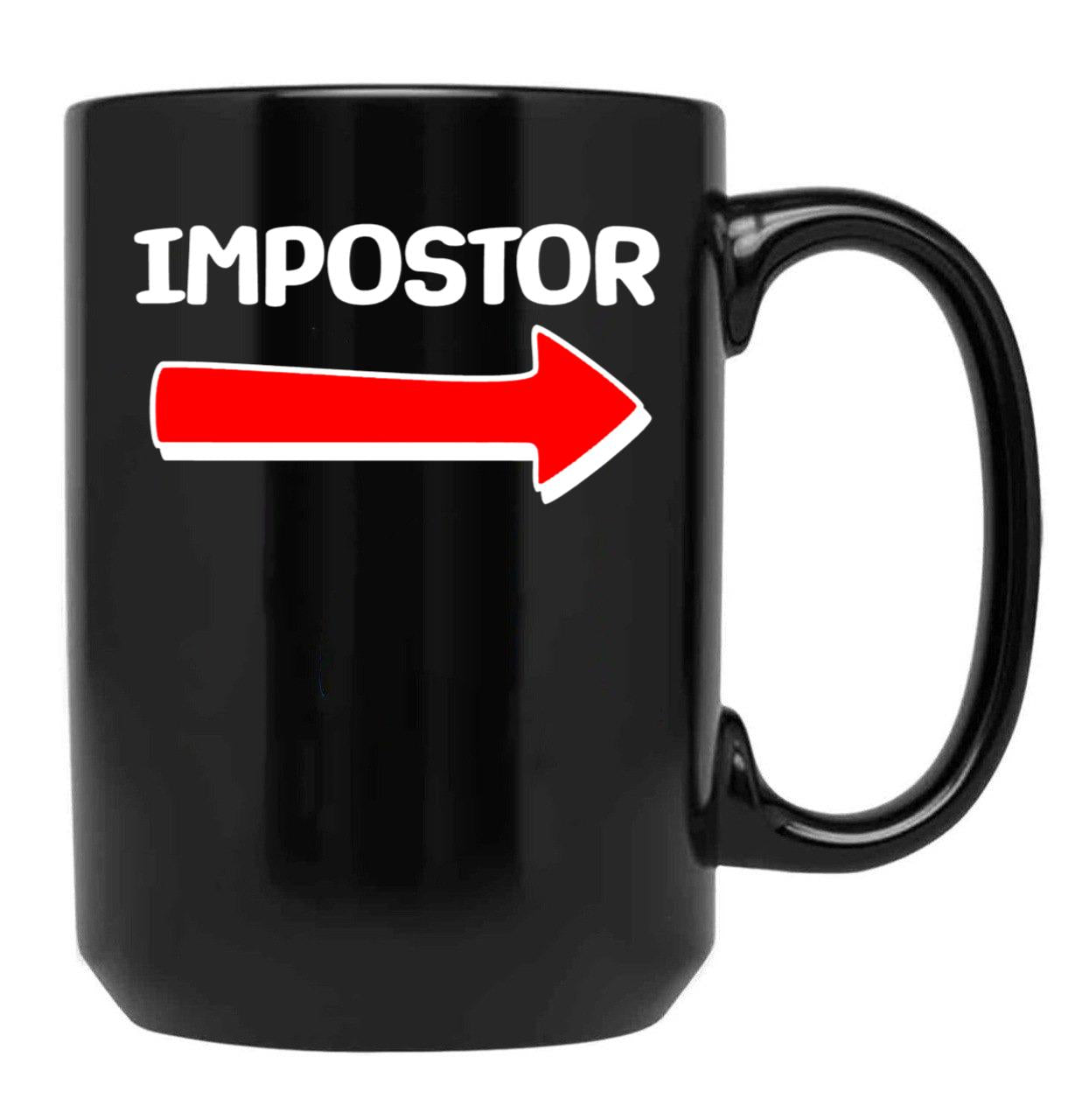 Funny Impostor Arrow -Among Us Black Coffee Mug, Gift Coffee Mug