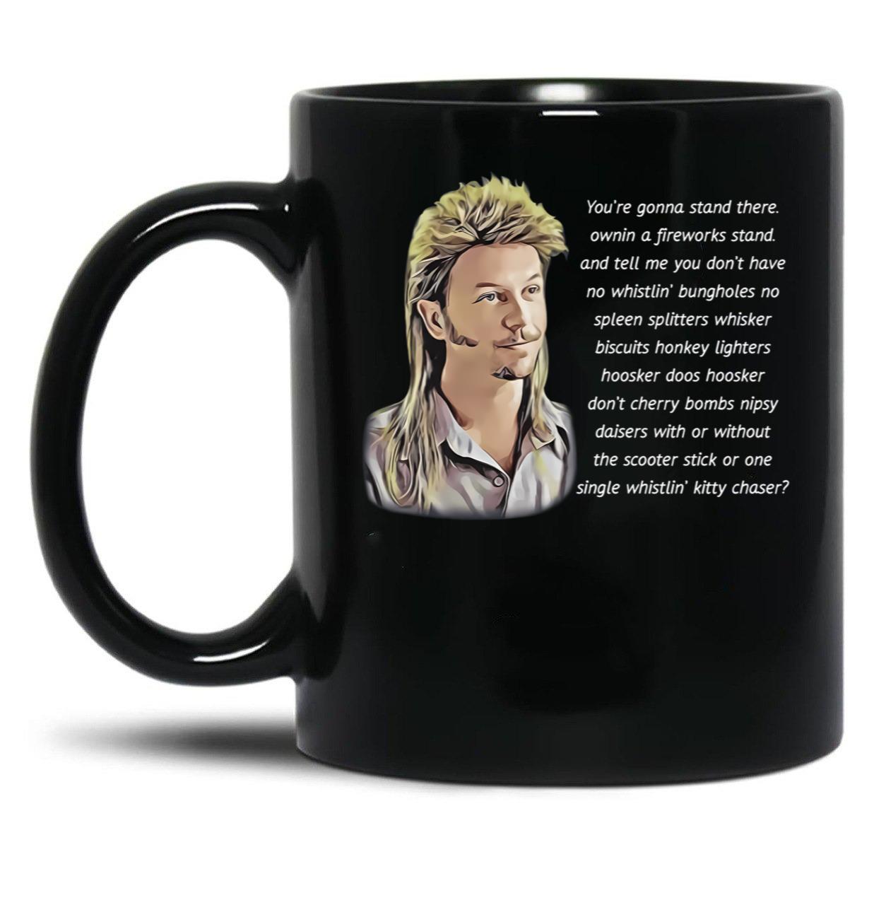 Funny Joe Dirt Fireworks Black Coffee Mug