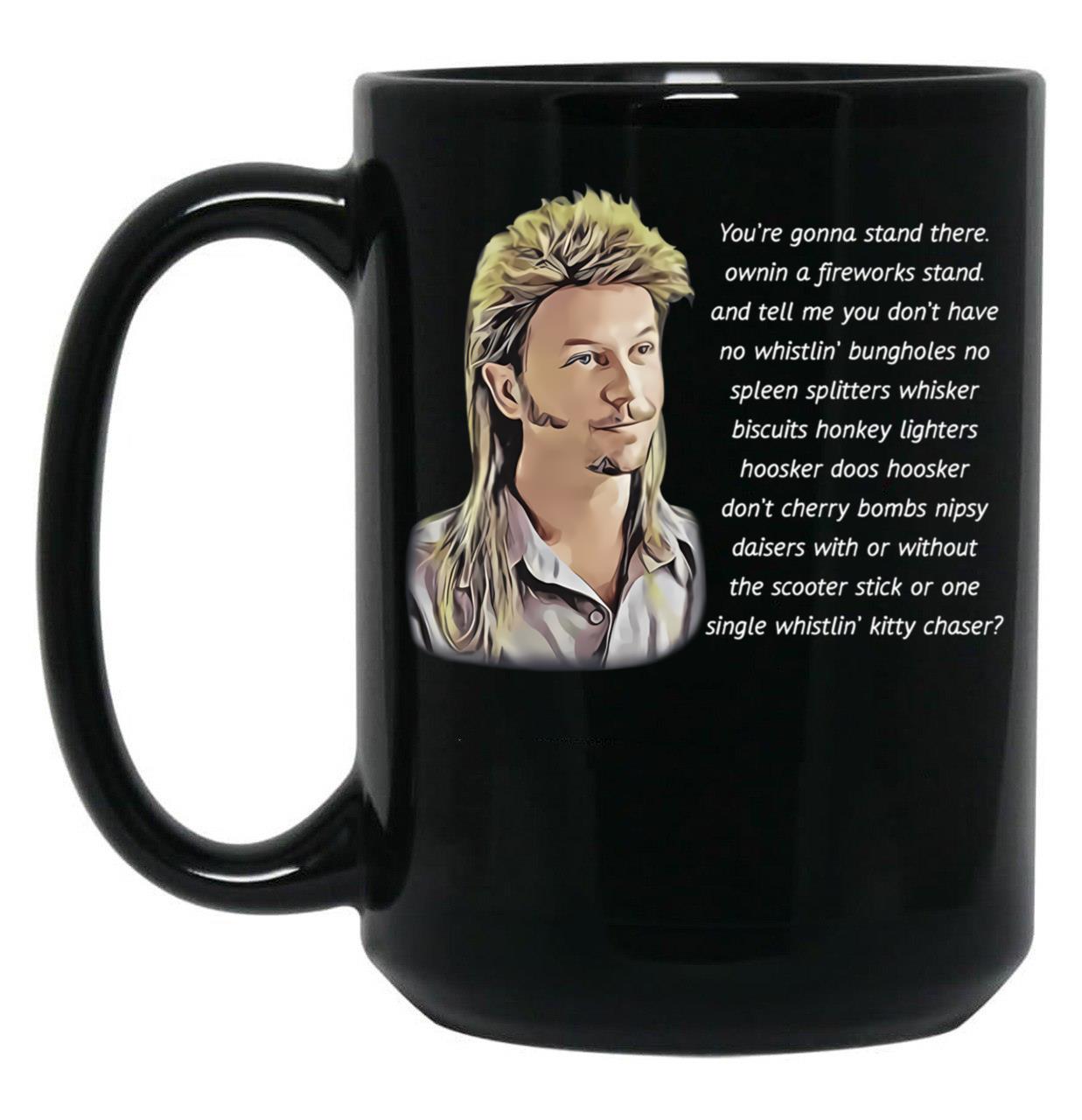 Funny Joe Dirt Fireworks Black Coffee Mug