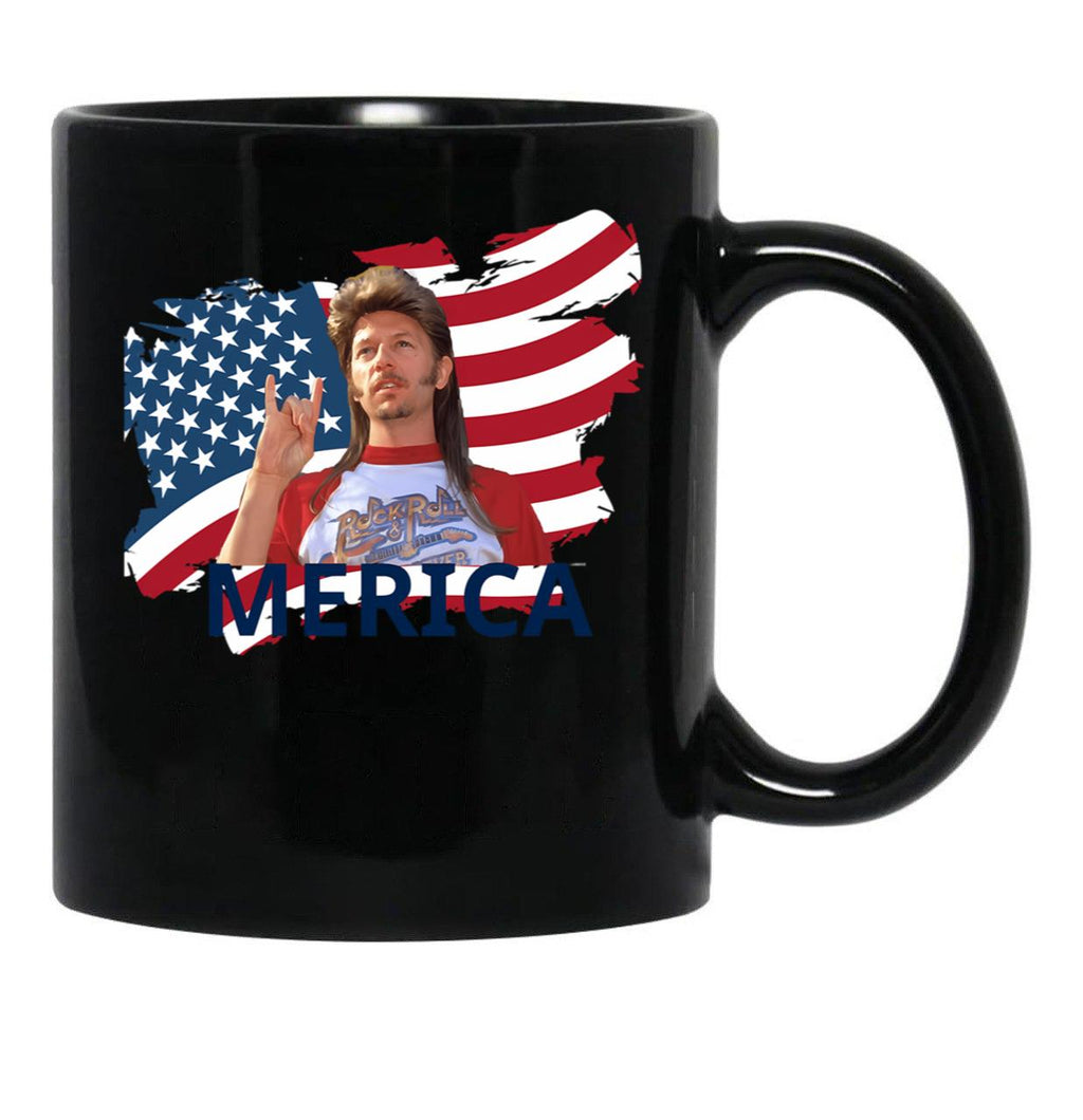 Funny Joe Dirt Merica Mullet Fans Men Women Black Coffee Mug - Black