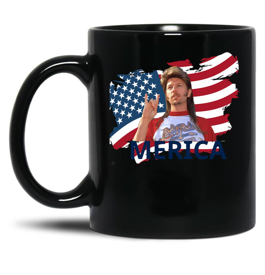 Funny Joe Dirt Merica Mullet Fans Men Women Black Coffee Mug