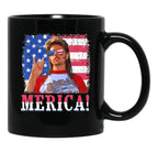 Funny Joe_Dirt'S Merica 4Th Of July American Flag Black Coffee Mug - Black