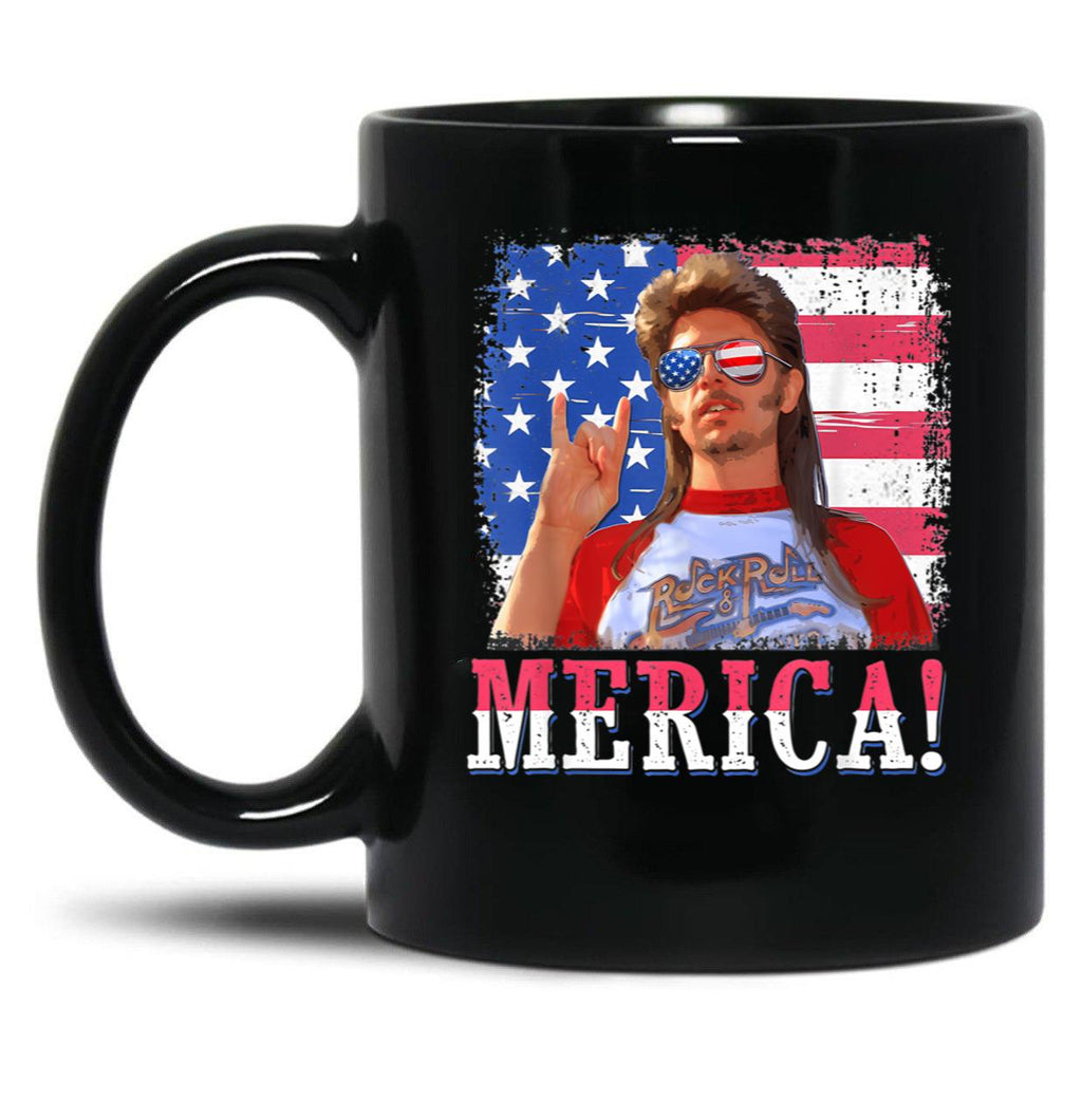 Funny Joe_Dirt'S Merica 4Th Of July American Flag Black Coffee Mug