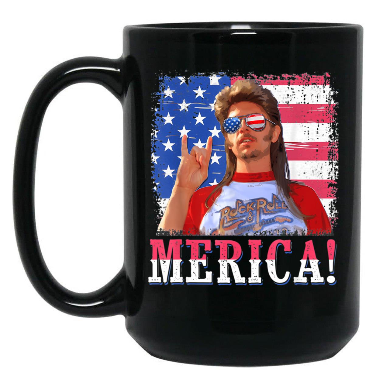 Funny Joe_Dirt'S Merica 4Th Of July American Flag Black Coffee Mug