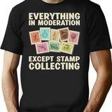 Funny Stamp Collecting Cool Stamp Collector T-Shirt for Men & Women, T-Shirts Graphic Tee - Black