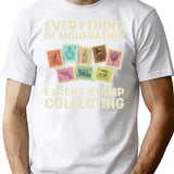 Funny Stamp Collecting Cool Stamp Collector T-Shirt for Men & Women, T-Shirts Graphic Tee - White