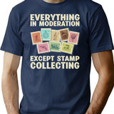 Funny Stamp Collecting Cool Stamp Collector T-Shirt for Men & Women, T-Shirts Graphic Tee - Navy
