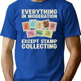 Funny Stamp Collecting Cool Stamp Collector T-Shirt for Men & Women, T-Shirts Graphic Tee - Blue