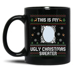 Funny Ugly Christmas Sweater with Mirror Black Coffee Mug, Gift Coffee Mug