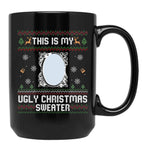 Funny Ugly Christmas Sweater with Mirror Black Coffee Mug, Gift Coffee Mug
