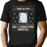 Funny Ugly Christmas Sweater with Mirror Premium Heavyweight Cotton T-Shirt - Black