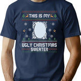 Funny Ugly Christmas Sweater with Mirror Premium Heavyweight Cotton T-Shirt - Navy