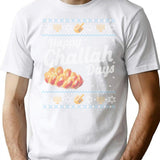 Funny Ugly Hanukkah Sweater Happy Challah Days T-Shirt for Men & Women, T-Shirts Graphic Tee - White