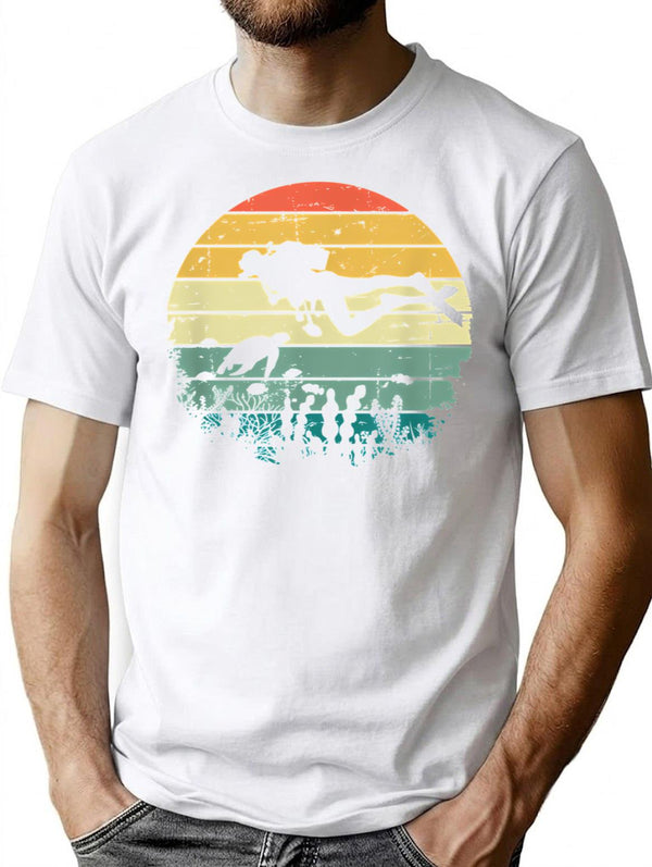 Funny Vintage Scuba Diving Dive Diver T-Shirt for Men & Women, T-Shirts Graphic Tee - White