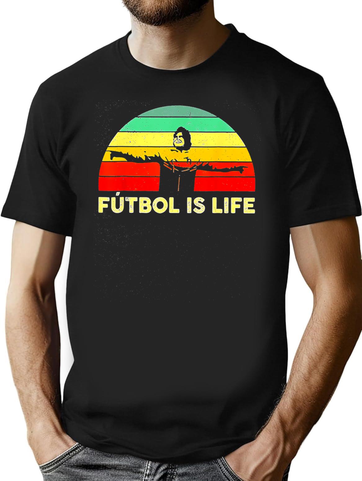 Futbol Is Life Retro Vintage . T-Shirt for Men & Women, T-Shirts Graphic Tee - Black