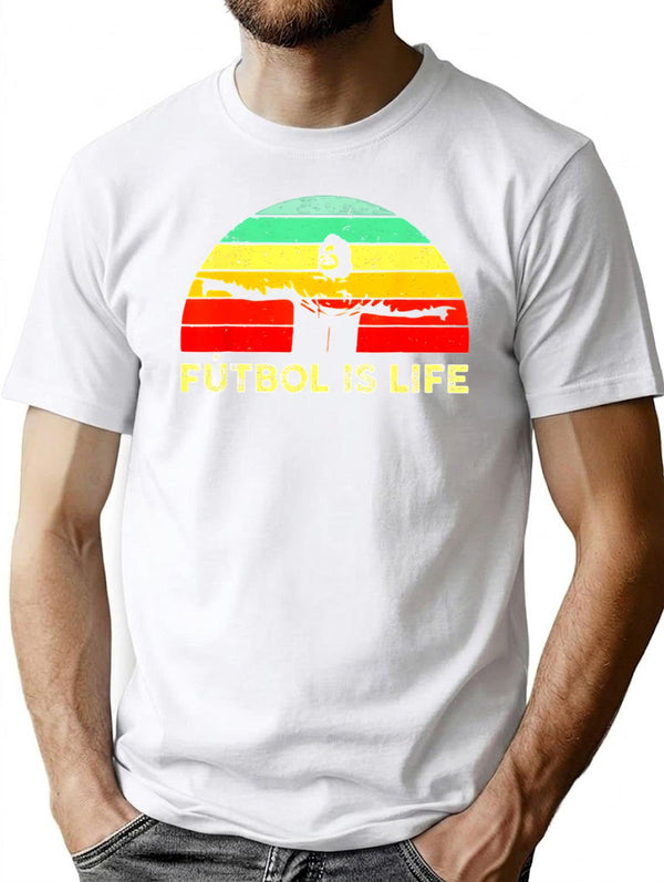 Futbol Is Life Retro Vintage . T-Shirt for Men & Women, T-Shirts Graphic Tee - White