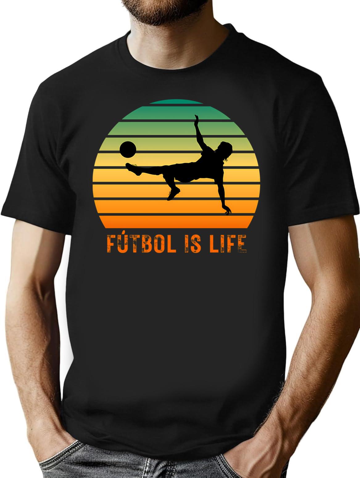 Futbol Is Life Vintage Gifts For Soccer Lovers Football Players And Futbol Fans T-Shirt for Men & Women, T-Shirts Graphic Tee - Black