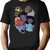 Gargoyles Movie Dragon Monsters Falling-Wing Demon Cartoon Halloween Premium Heavyweight Cotton T-Shirt - Black