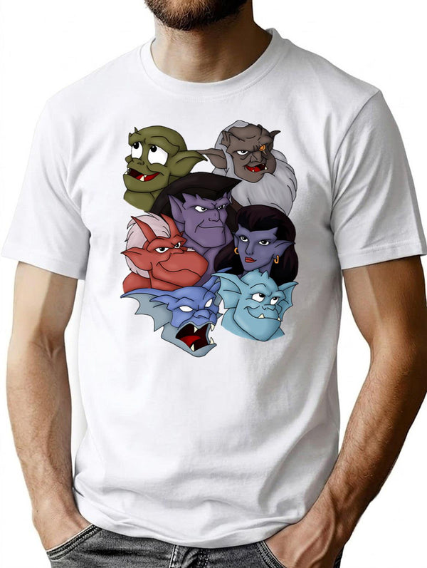Gargoyles Movie Dragon Monsters Falling-Wing Demon Cartoon Halloween Premium Heavyweight Cotton T-Shirt - White