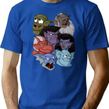 Gargoyles Movie Dragon Monsters Falling-Wing Demon Cartoon Halloween Premium Heavyweight Cotton T-Shirt - Blue