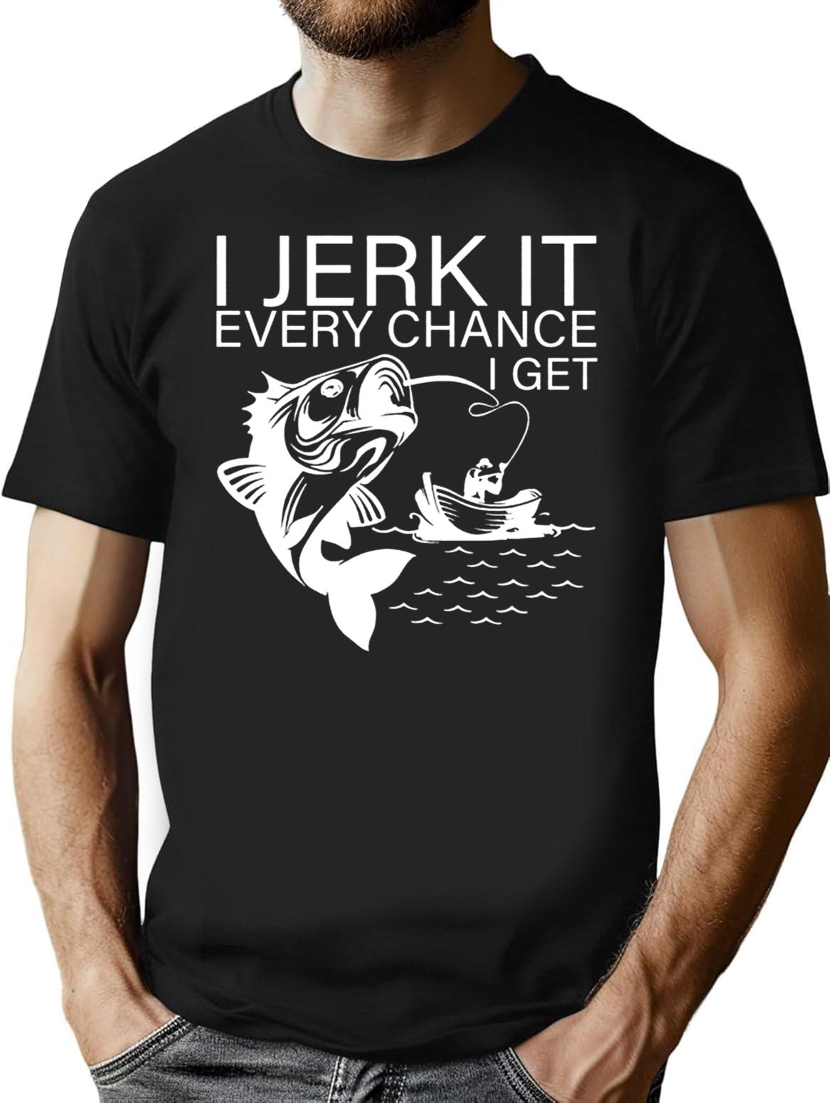 Generic I Jerk It Every Chance I Get Funny Fishing Premium Heavyweight Cotton T-Shirt - Black