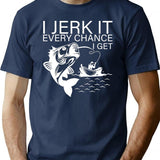 Generic I Jerk It Every Chance I Get Funny Fishing Premium Heavyweight Cotton T-Shirt - Navy