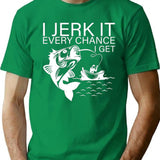 Generic I Jerk It Every Chance I Get Funny Fishing Premium Heavyweight Cotton T-Shirt - Green