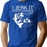 Generic I Jerk It Every Chance I Get Funny Fishing Premium Heavyweight Cotton T-Shirt - Blue