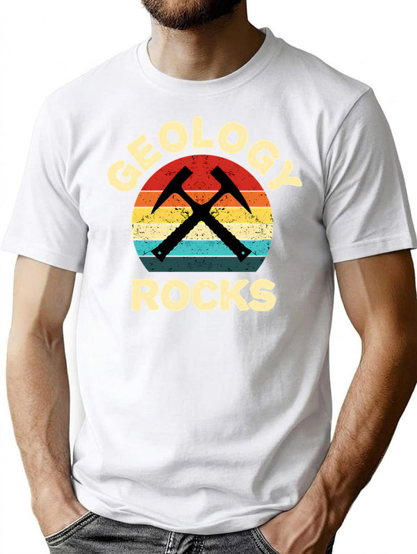Geology Rocks Retro Vintage T-Shirt for Men & Women, T-Shirts Graphic Tee - White