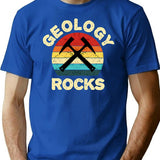 Geology Rocks Retro Vintage T-Shirt for Men & Women, T-Shirts Graphic Tee - Blue