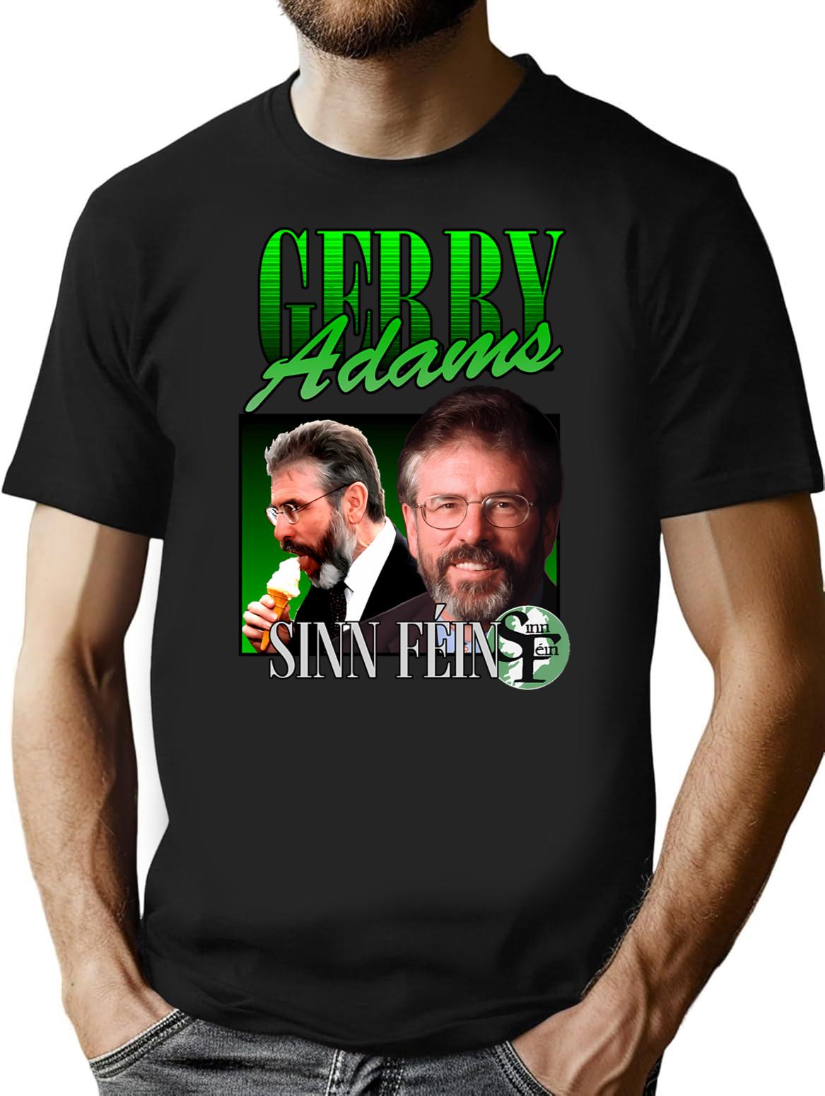 Gerry Adams Sinn Fin Vintage T-Shirt T-Shirt for Men & Women, T-Shirts Graphic Tee - Black