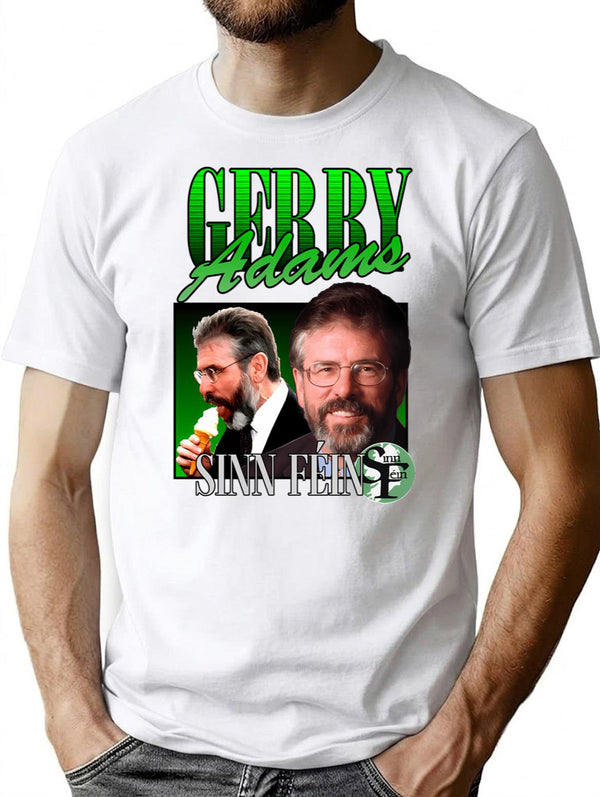 Gerry Adams Sinn Fin Vintage T-Shirt T-Shirt for Men & Women, T-Shirts Graphic Tee - White