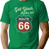 Get Your Kicks - Route 66 - Vintage T-Shirt for Men & Women, T-Shirts Graphic Tee - Green