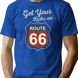 Get Your Kicks - Route 66 - Vintage T-Shirt for Men & Women, T-Shirts Graphic Tee - Blue