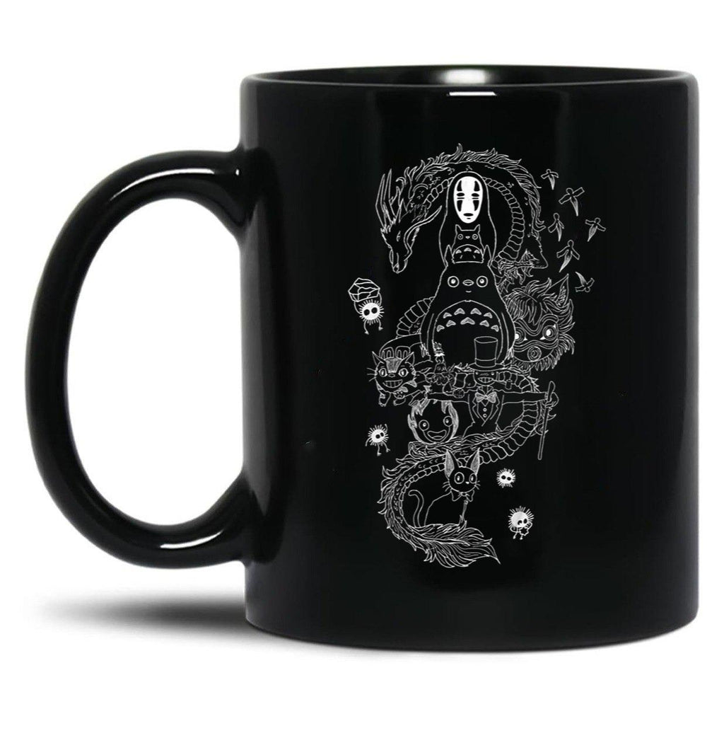 Ghibli Studios Family Black Coffee Mug, Gift Coffee Mug