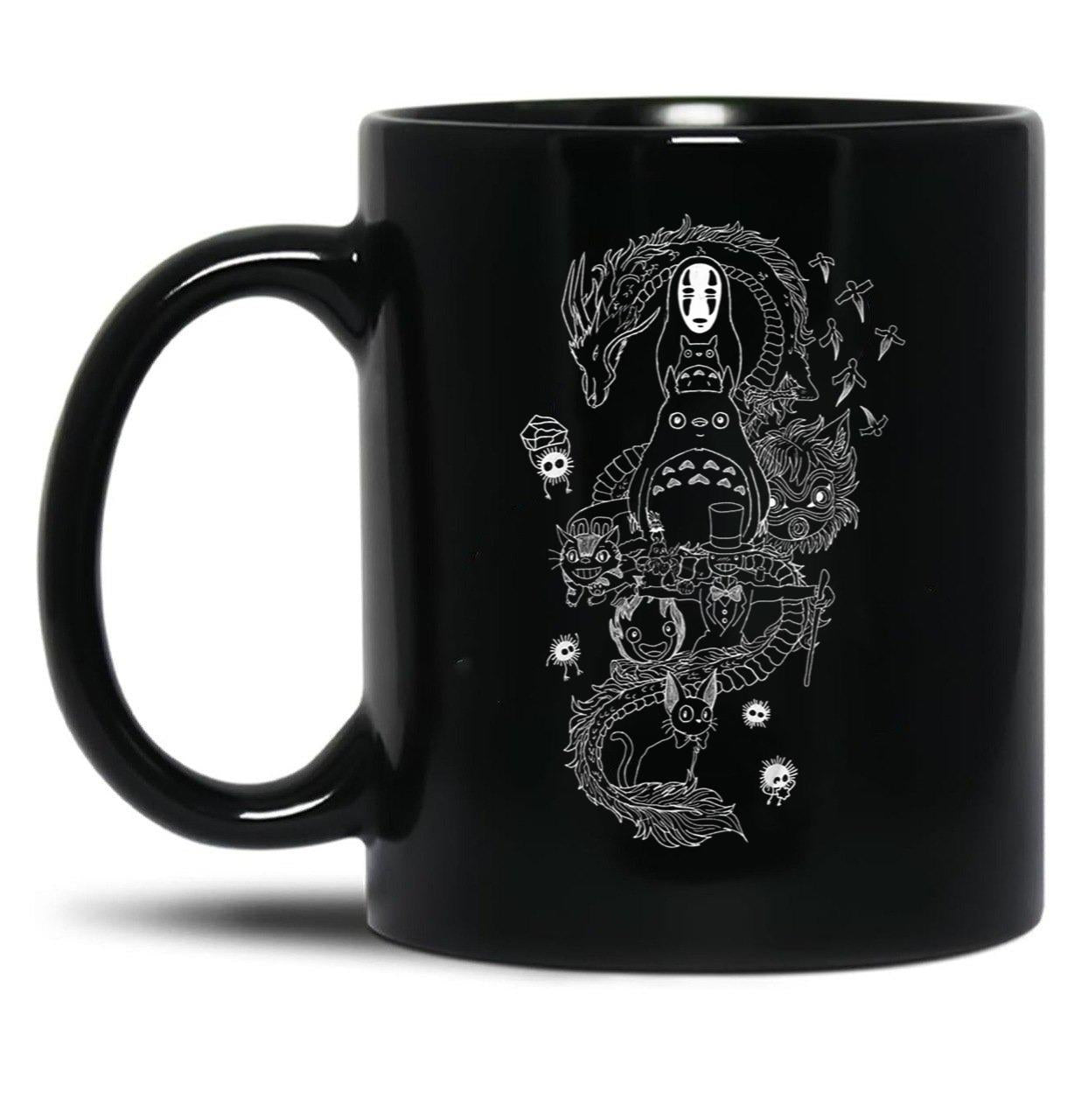Ghibli Studios Family Black Coffee Mug, Gift Coffee Mug