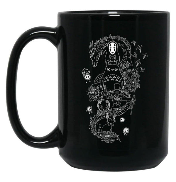 Ghibli Studios Family Black Coffee Mug, Gift Coffee Mug - Black