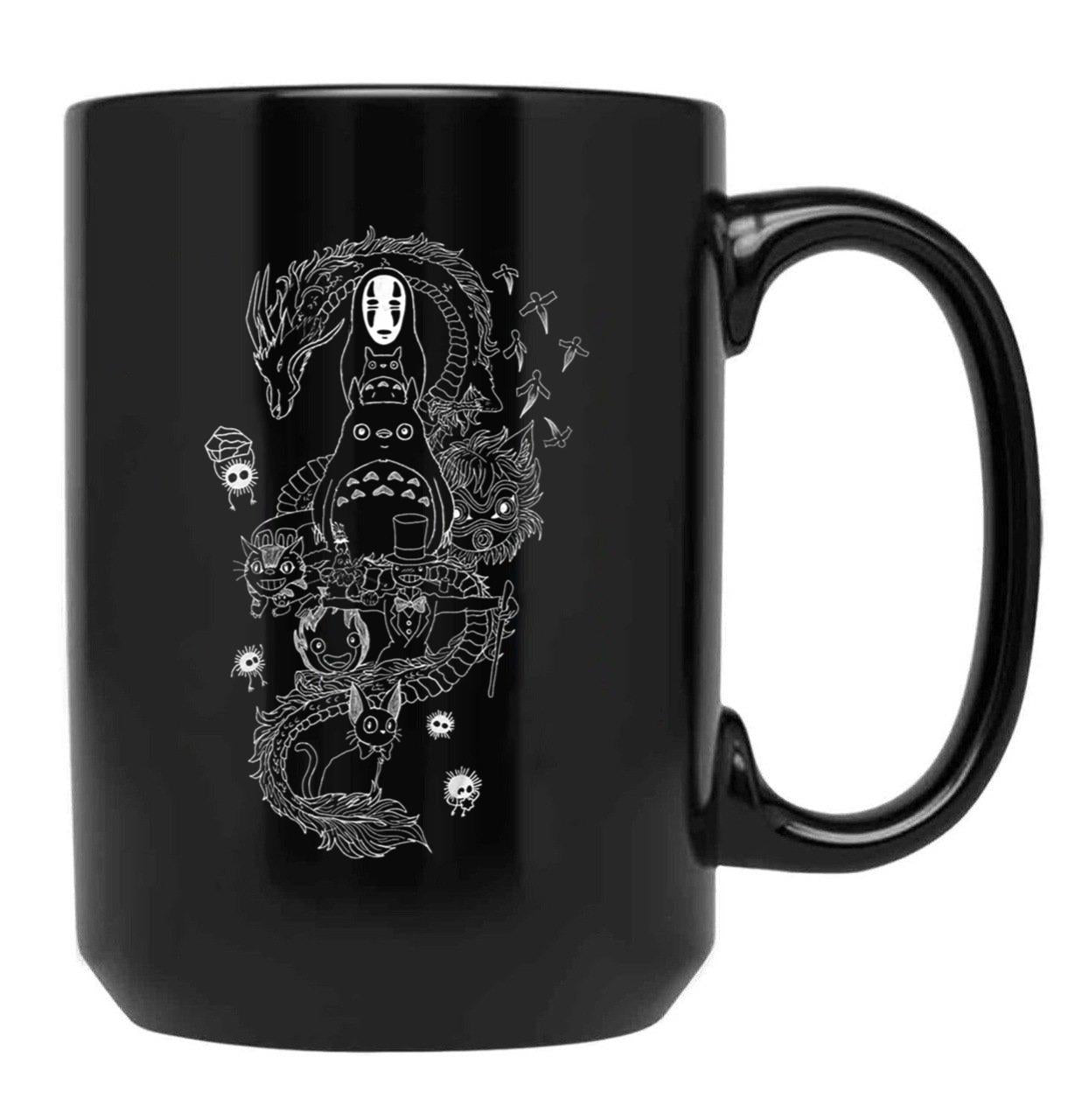 Ghibli Studios Family Black Coffee Mug, Gift Coffee Mug