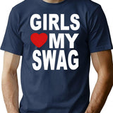 Girls Love My Swag T-Shirt for Men & Women, T-Shirts Graphic Tee - Navy
