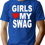 Girls Love My Swag T-Shirt for Men & Women, T-Shirts Graphic Tee - Blue